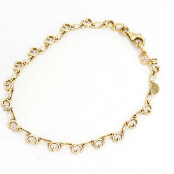 GUCCI G Logo Link Chain Bracelet 6.8" 18 Yellow Gold Auth w/Box d1144 - Picture 5 of 16